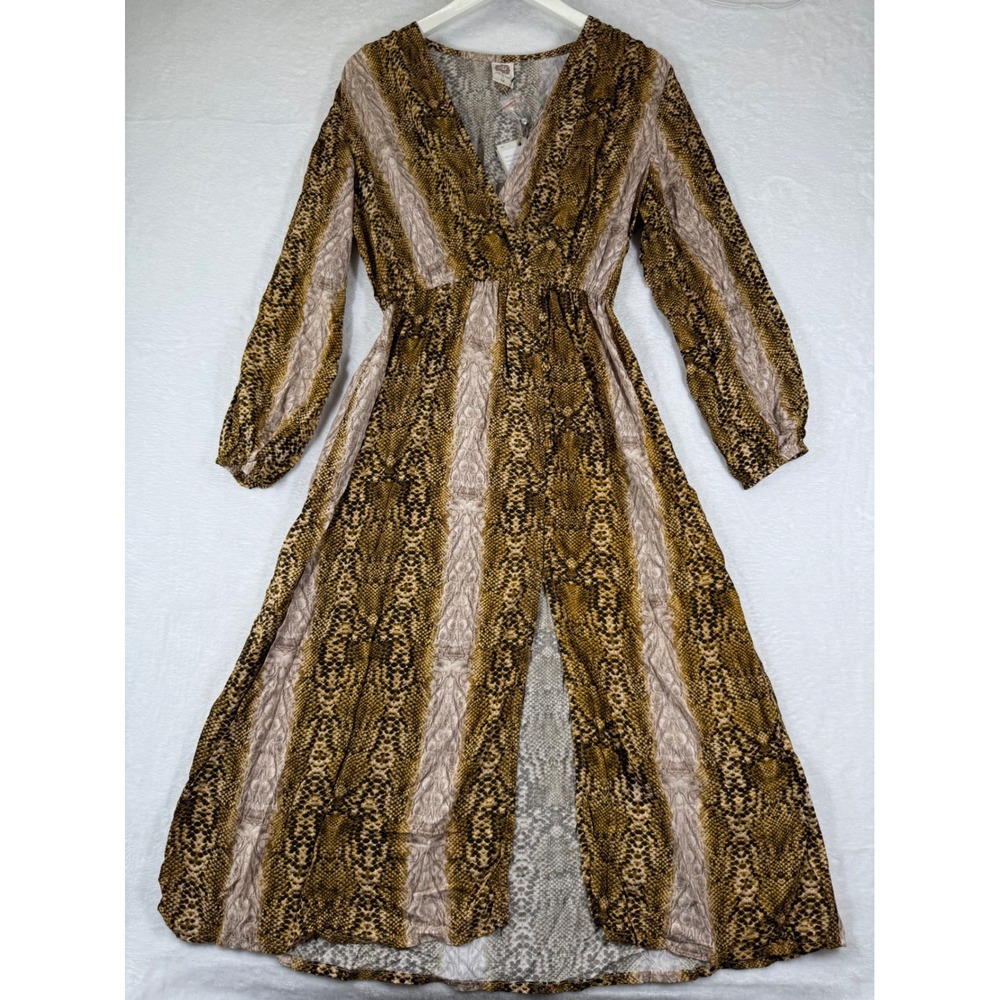 Bali ELF Greta Dress Womens Medium Anaconda Snakeskin Print Rayon Maxi Boho NEW